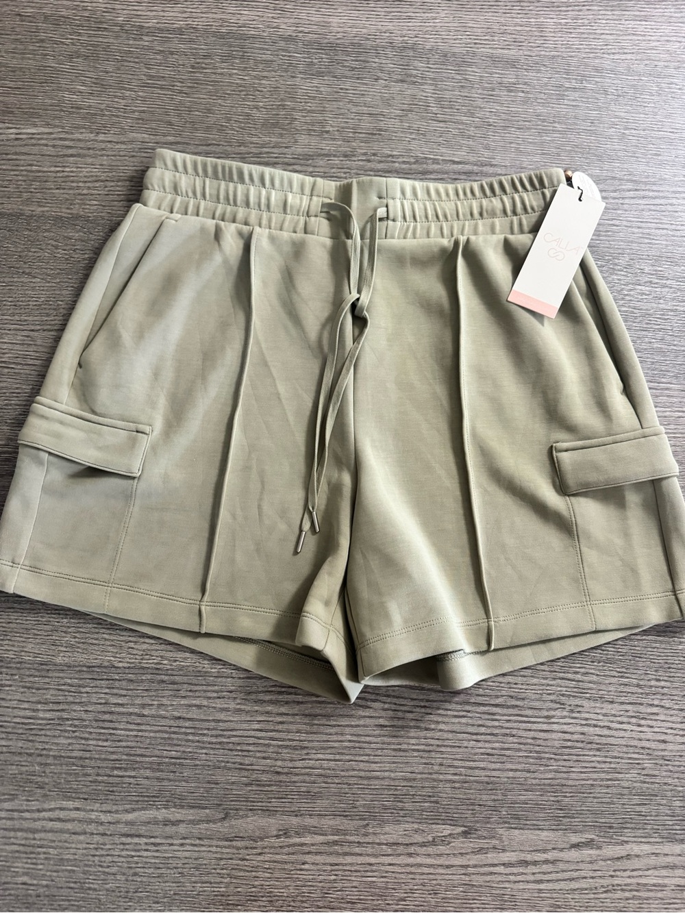 Calia Sandwash Scuba Women's Hi-Rise Cargo Shorts Size Medium Ground Fennel Soft - Picture 2 of 7